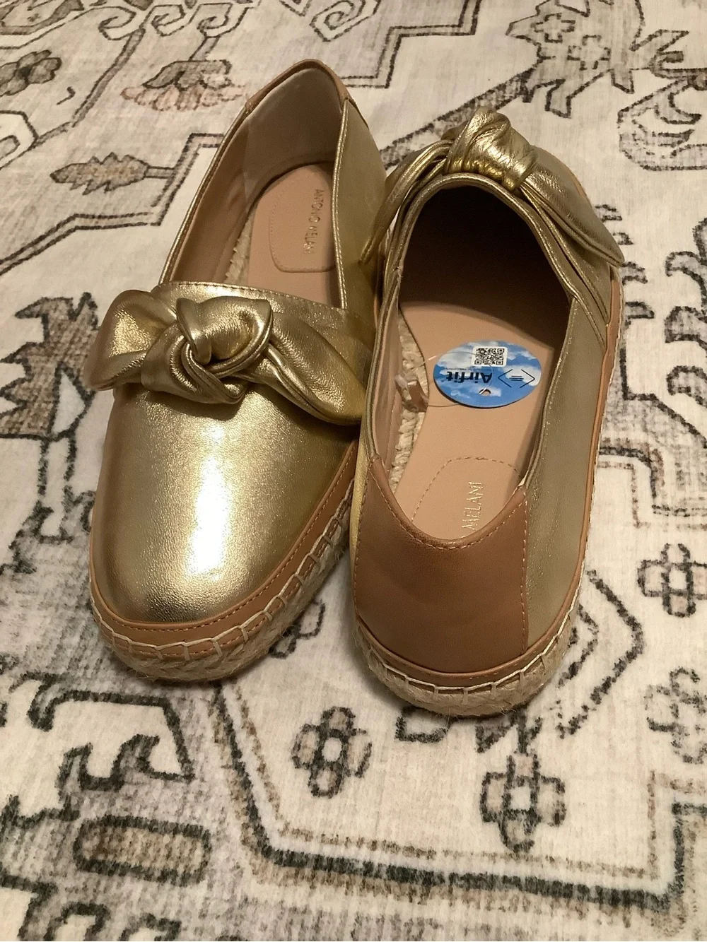 ANTONIO MELANI Metallic Gold Knot Loafers
